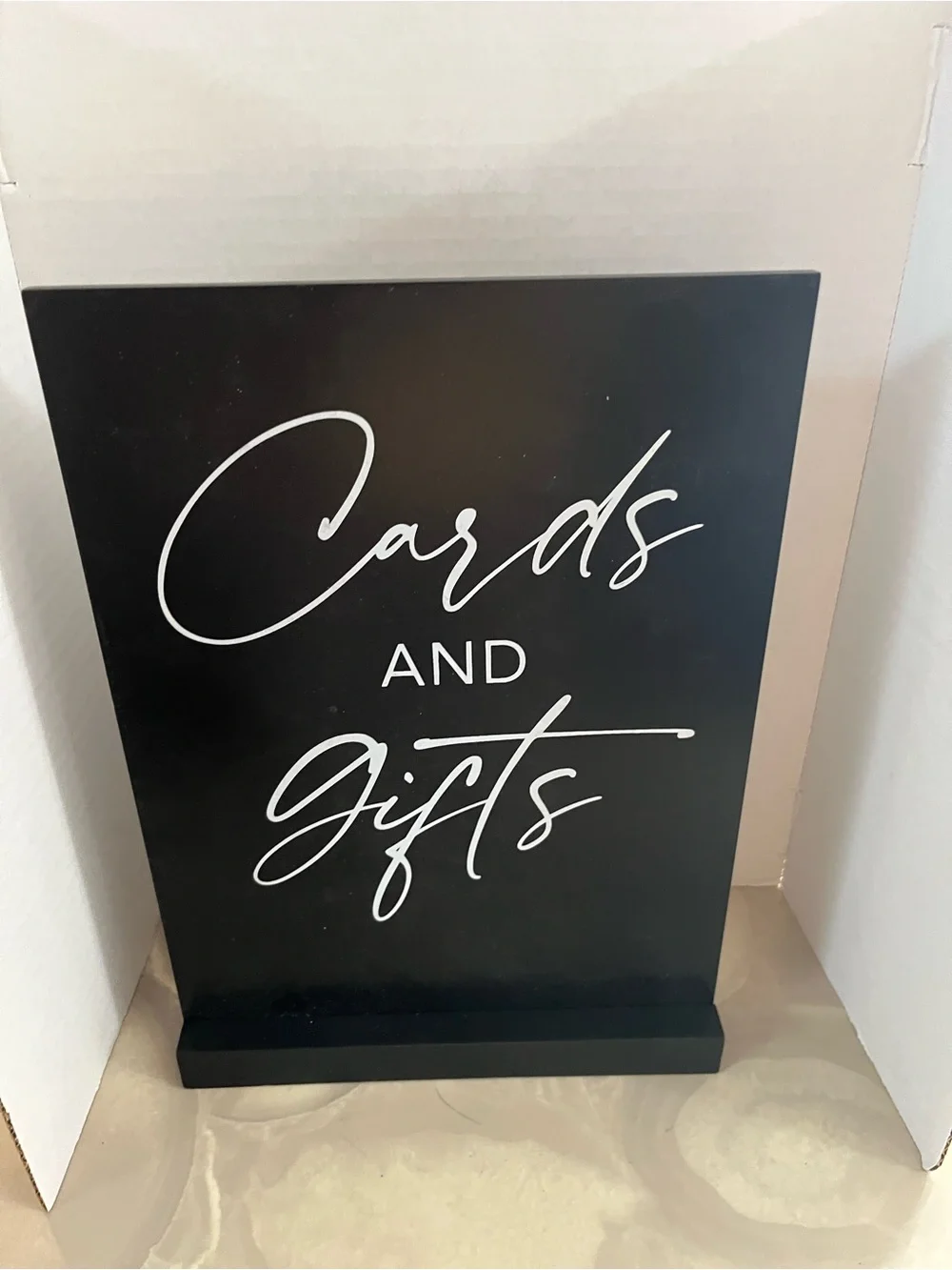 Cards and Gifts Black Wooden Sign. 8x11. Wooden